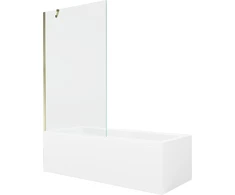 Vonia Mexen Cubik su apdaila ir stiklo sienele, 150x70 cm + 100 cm, Baltas+Gold/Transparent