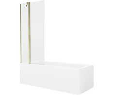 Vonia Mexen Cubik su apdaila ir stiklo sienele, 170x70 cm + 80 cm, Baltas+Gold/Transparent