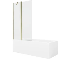 Vonia Mexen Cubik su apdaila ir stiklo sienele, 170x70 cm + 100 cm, Baltas+Gold/Transparent