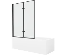 Vonia Mexen Cubik su apdaila ir stiklo sienele, 170x70 cm + 120 cm (II), Baltas+Juodas frame