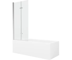Vonia Mexen Cubik su apdaila ir stiklo sienele, 170x70 cm + 80 cm (II), Baltas+Chrome/Transparent
