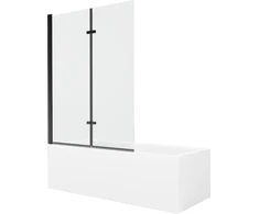 Vonia Mexen Cubik su apdaila ir stiklo sienele, 160x70 cm + 120 cm (II), Baltas+Juodas/Transparent