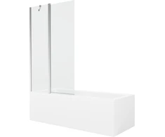 Vonia Mexen Cubik su apdaila ir stiklo sienele, 170x70 cm + 100 cm, Baltas+Chrome/Transparent