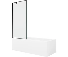 Vonia Mexen Cubik su apdaila ir stiklo sienele, 170x70 cm + 80 cm, Baltas+Juodas frame