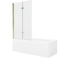 Vonia Mexen Cubik su apdaila ir stiklo sienele, 150x70 cm + 100 cm (II), Baltas+Gold/Transparent