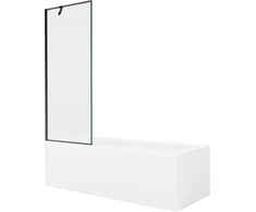 Vonia Mexen Cubik su apdaila ir stiklo sienele, 150x70 cm + 70 cm, Baltas+Juodas frame