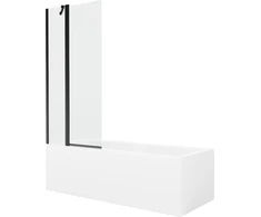 Vonia Mexen Cubik su apdaila ir stiklo sienele, 160x70 cm + 80 cm, Baltas+Juodas/Transparent