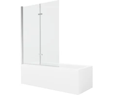 Vonia Mexen Cubik su apdaila ir stiklo sienele, 170x70 cm + 120 cm (II), Baltas+Chrome/Transparent