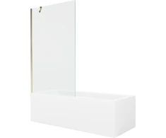 Vonia Mexen Cubik su apdaila ir stiklo sienele, 170x70 cm + 100 cm, Baltas+Gold/Transparent
