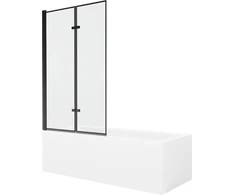 Vonia Mexen Cubik su apdaila ir stiklo sienele, 160x70 cm + 100 cm (II), Baltas+Juodas frame