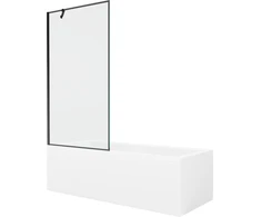 Vonia Mexen Cubik su apdaila ir stiklo sienele, 150x70 cm + 90 cm, Baltas+Juodas frame