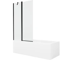 Vonia Mexen Cubik su apdaila ir stiklo sienele, 170x70 cm + 100 cm, Baltas+Juodas/Transparent