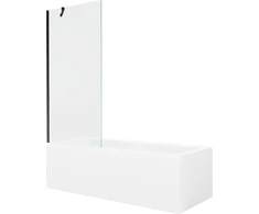 Vonia Mexen Cubik su apdaila ir stiklo sienele, 170x70 cm + 80 cm, Baltas+Juodas/Transparent