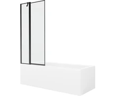 Vonia Mexen Cubik su apdaila ir stiklo sienele, 170x70 cm + 80 cm, Baltas+Juodas frame