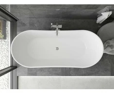 Vonia Mexen Montana su sifonu, 150 x 72 cm, Baltas/Juodas+Juodas