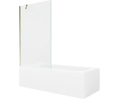 Vonia Mexen Vega su apdaila ir stiklo sienele, 160x70 cm + 100 cm, Baltas+Gold/Transparent