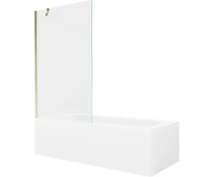 Vonia Mexen Vega su apdaila ir stiklo sienele, 150x70 cm + 100 cm, Baltas+Gold/Transparent