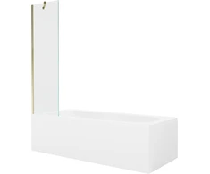 Vonia Mexen Vega su apdaila ir stiklo sienele, 170x70 cm + 50 cm, Baltas+Gold/Transparent