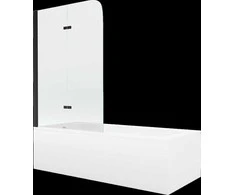 Vonia Mexen Vega su apdaila ir stiklo sienele, 180x80 cm + 100 cm, baltas+II/juodas
