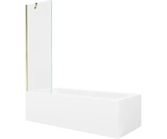 Vonia Mexen Vega su apdaila ir stiklo sienele, 170x70 cm + 60 cm, Baltas+Gold/Transparent
