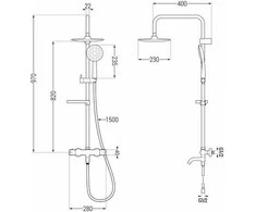 Vonios-dušo sistema su termostatu Mexen KX67, Chrome/Baltas