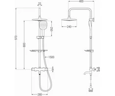 Vonios-dušo sistema su termostatu Mexen KT17, Chrome
