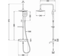 Vonios-dušo sistema su termostatu Mexen KX17, Chrome