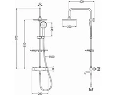Vonios-dušo sistema su termostatu Mexen KT40, Baltas