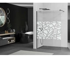Walk-in dušo sienelė Mexen Kioto, pusiau matinė, Baltas pattern/Juodas, 140 x 200 cm