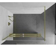 Walk-in dušo sienelė Mexen Kioto+ su lentynėle, Gold/veidrodinis stiklas, 70 x 200 cm
