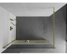 Walk-in dušo sienelė Mexen Kioto+ su lentynėle, Gold/pusiau matinis stiklas, 80 x 200 cm