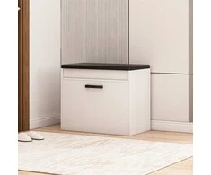 Muvu Balta batų spintelė su saugojimo vieta, 2 lentynos, atverčiamos durys