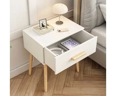 Muvu Balta praktiška naktinė spintelė su stalčiumi, modernus loft stilius