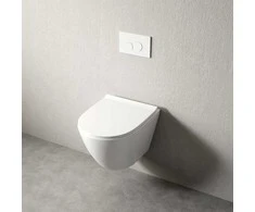 Muvu Be rėmo tualeto puodas, lėtai uždaromas sėdynės dangtis, duroplast, sūkurinis nuleidimas, 49 cm