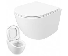 Muvu Be rėmo tualeto puodas, lėtai uždaromas sėdynės dangtis, duroplast, sūkurinis nuleidimas, 49 cm