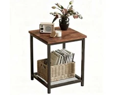 Muvu Kvadratinis šoninis stalas su lentyna, retro vintage loft, 55 cm