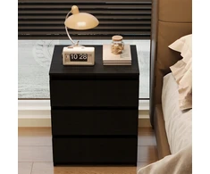 Muvu Naktinis staliukas, miegamojo staliukas, komoda su 3 stalčiais, juoda, loft stiliaus, moderni, 60 cm