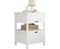Muvu Praktiška balta naktinė spintelė su 2 stalčiais, loft stiliaus, 45 cm