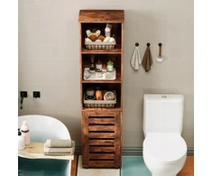 Muvu Siaura vonios spintelė, tamsiai ruda, kaimiško stiliaus, aukšta 88 cm