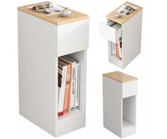 Muvu Siauras naktinis staliukas su stalčiu Staliukas su lentynėle Modernus loft stiliaus miegamasis 60 cm