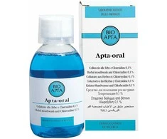 BIOAPTA APTA-ORAL BLU, burnos skalavimo skystis su žolelių ekstraktais ir chloroksedinu 0,1%, 200 ml