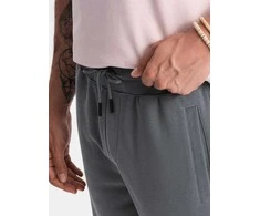 Cotton Paprastos medvilninės sportinės kelnės - grafito spalvos v11 om-srbs-0149