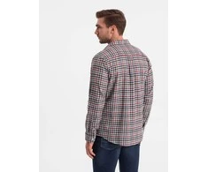 Blue Vyriški languoti flaneliniai marškiniai – tamsiai mėlyni ir raudoni v3 om-shcs-0150