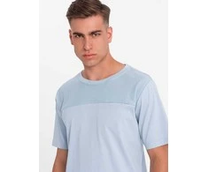 Blue vyriški marškinėliai šviesiai mėlyni ombre rašto