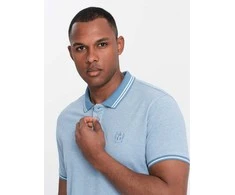 Blue Polo marškinėliai - mėlyni melanžo v3 om-poss-0109