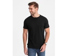 Cotton Klasikiniai vyriški medvilniniai marškinėliai – juodi v1 om-tsbs-0146