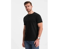 Cotton Klasikiniai vyriški medvilniniai marškinėliai – juodi v1 om-tsbs-0146