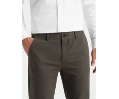 CLASSIC Klasikinės vyriškos minkštos tekstūruotos chino kelnės - chaki spalvos v2 om-pacp-0188