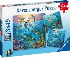 Ravensburger dėlionė 3x49 detalės vandenyno gyvybė