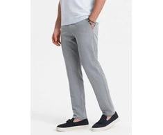 CLASSIC Elegantiškos vyriškos chino kelnės su klasikiniu kirpimu - šviesiai pilkos v1 om-pacp-0191